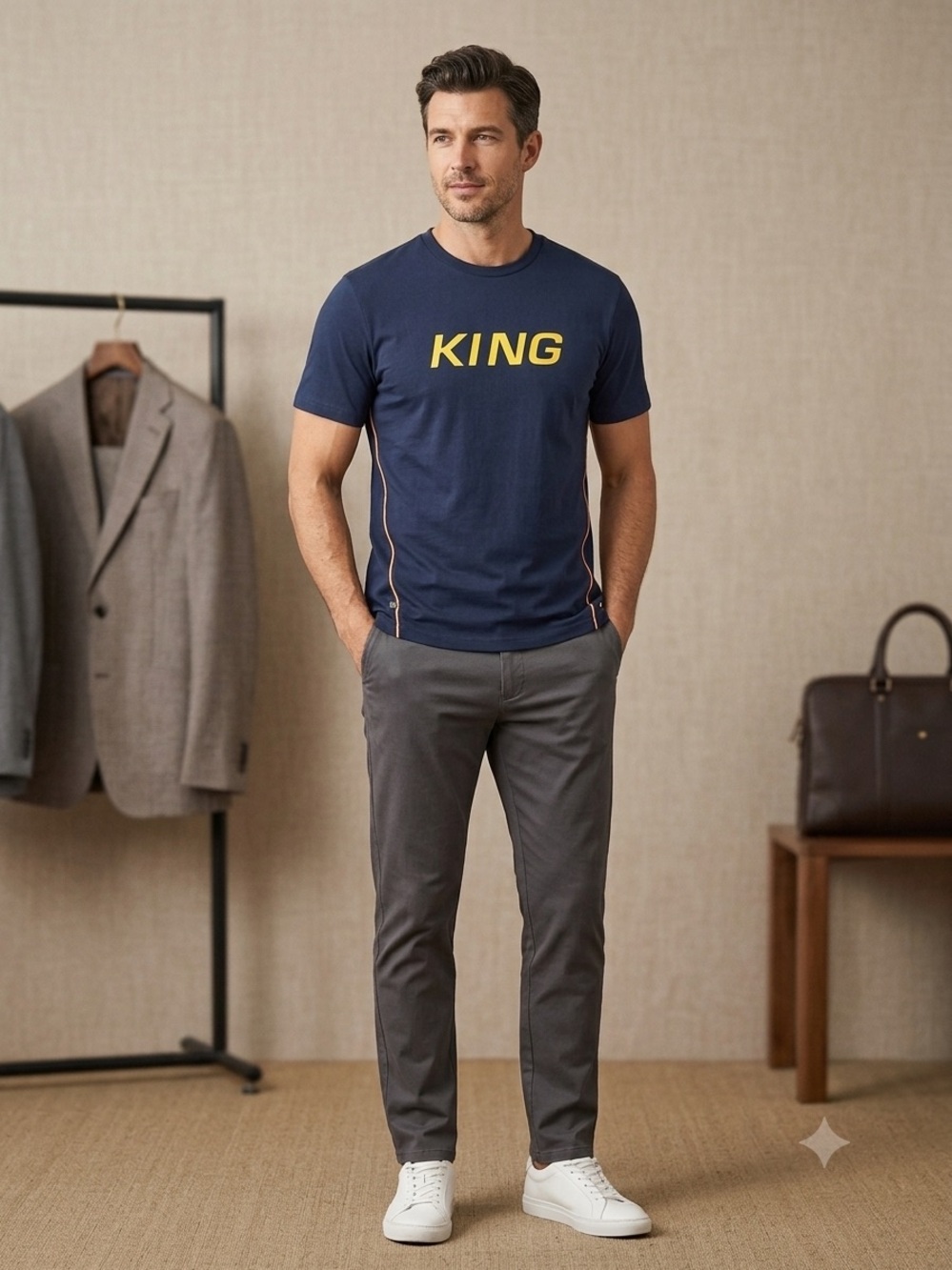 KING / SHORT SLEEVE / Navy / M / NWT